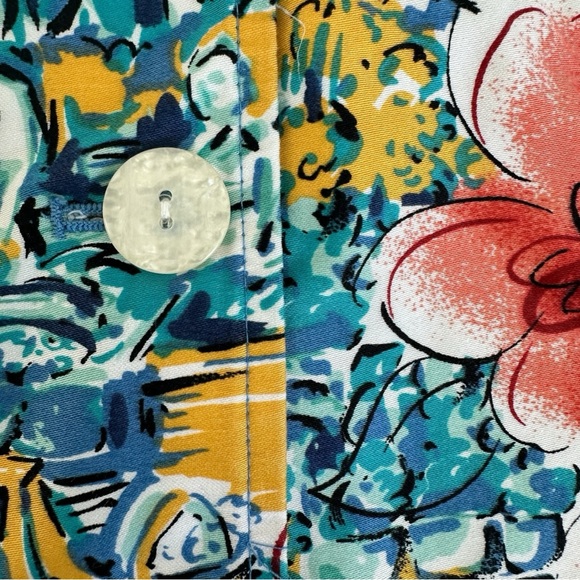 Italian Summer Amalfi Coast Print Artsy Overshirt Jacket Top M Coldwater Creek - Picture 5 of 12